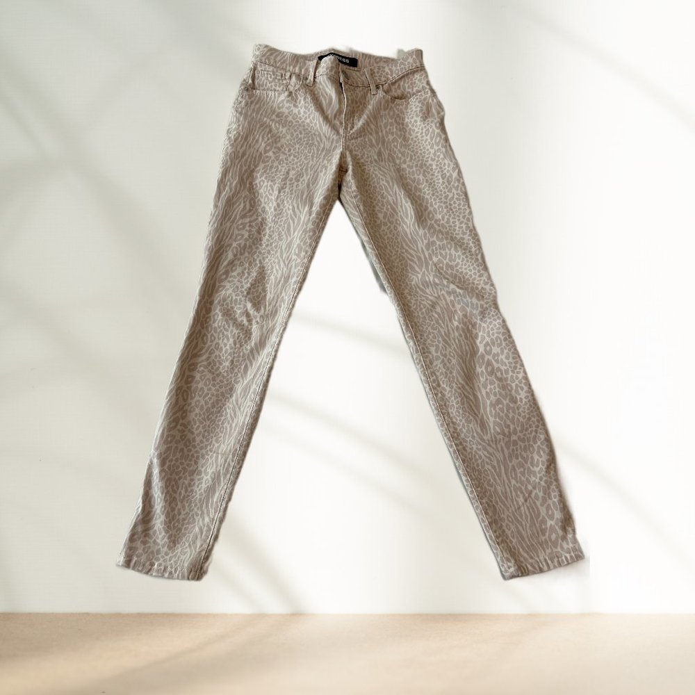 Express Leopard Print Ankle Leggings / Denim Midrise